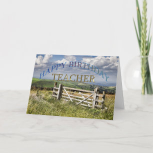 Carte Joyeux professeur d'anniversaire, paysage avec une