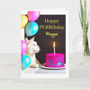 Carte Joyeux Purthday pour chat Ajouter un nom