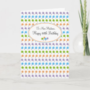 Carte Joyeux quatre-vingtième anniversaire de fleurs