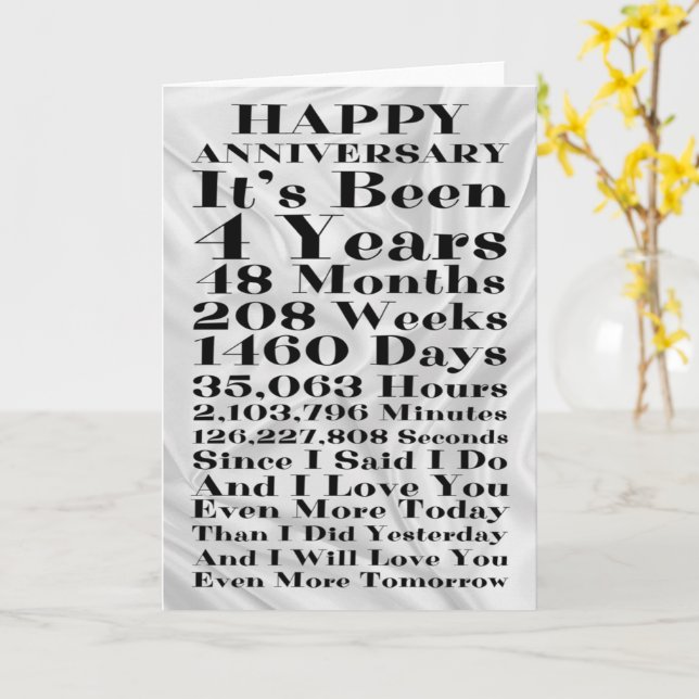 Carte Joyeux quatrième anniversaire de Mariage de la soi (Fleur jaune)