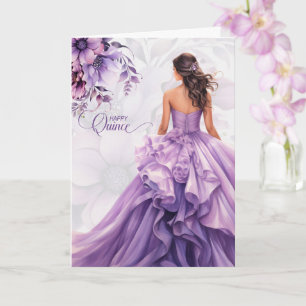 Carte Joyeux Quinceanera 15e Anniversaire Lavande Violet