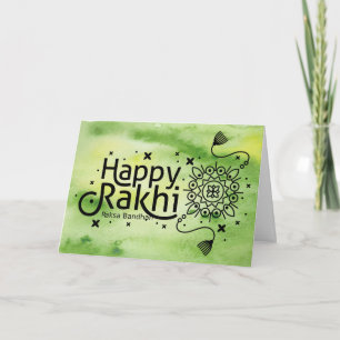 Carte Joyeux Rakhi, Raksha Bandhan, vert