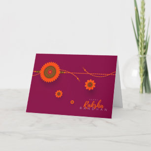 Carte Joyeux Raksha Bandhan, orange, magenta