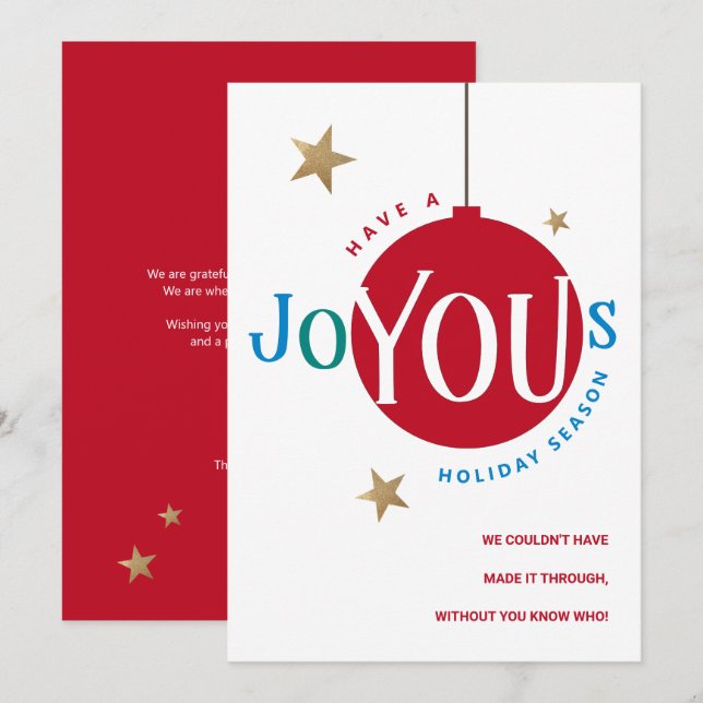 Carte Joyeux Red Corporate Client appréciation Holiday (Devant / Derrière)