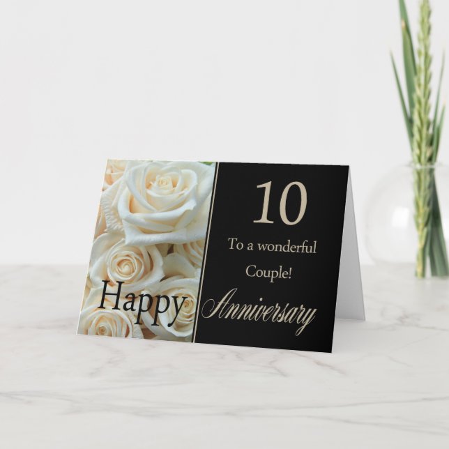 Carte Joyeux roses du 10e anniversaire (Devant)