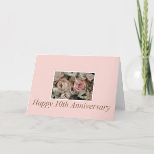 Carte Joyeux roses du 10e anniversaire
