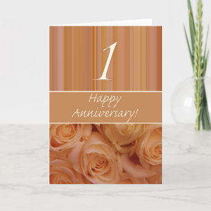 Carte Joyeux roses du 1er anniversaire