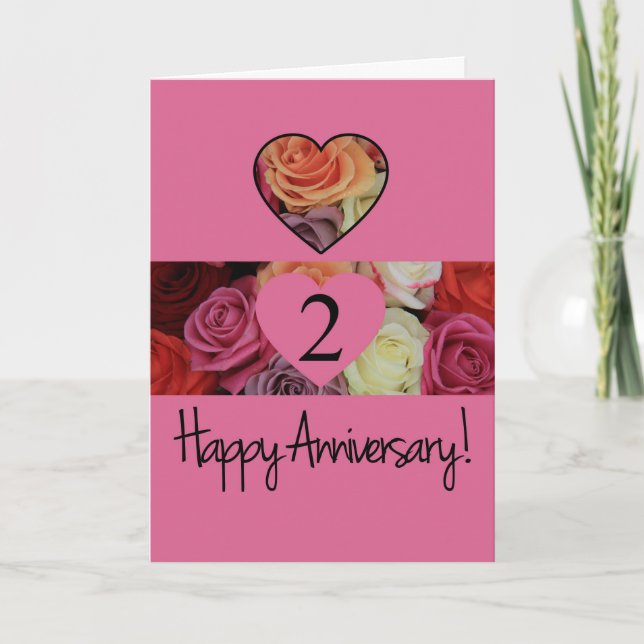 Carte Joyeux roses du 2e anniversaire (Devant)
