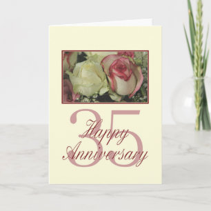 Carte Joyeux roses du 35e anniversaire