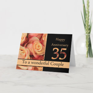 Carte Joyeux roses du 35e anniversaire
