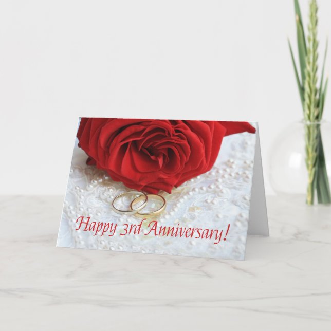 Carte Joyeux roses du 3e anniversaire (Devant)