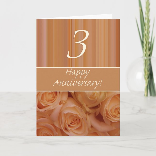 Carte Joyeux roses du 3e anniversaire (Devant)