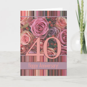Carte Joyeux roses du 40e anniversaire