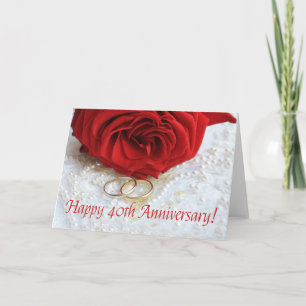 Carte Joyeux roses du 40e anniversaire