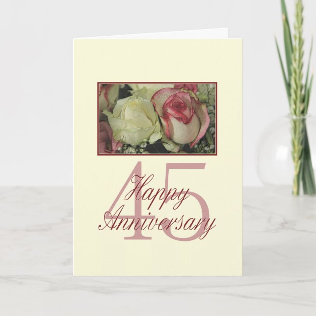 Carte Joyeux roses du 45e anniversaire (Devant)