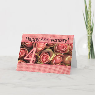 Carte Joyeux roses du 4e anniversaire