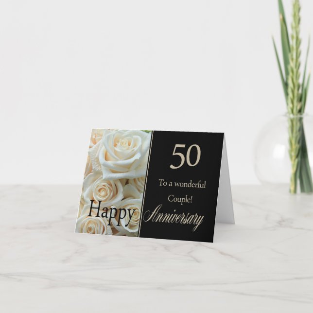 Carte Joyeux roses du 50e anniversaire (Devant)