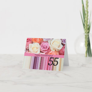 Carte Joyeux roses du 55e anniversaire