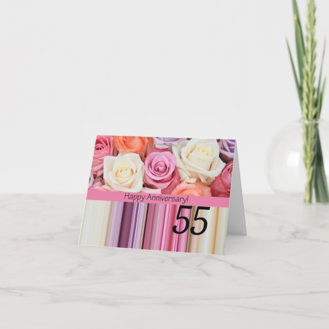 Carte Joyeux roses du 55e anniversaire (Devant)