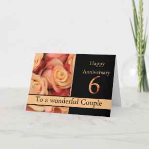 Carte Joyeux roses du 6e anniversaire