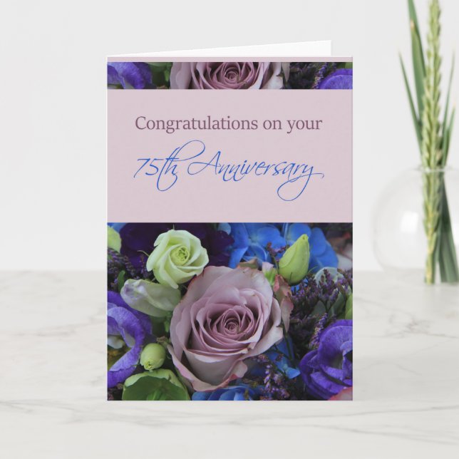 Carte Joyeux roses du 75e anniversaire (Devant)