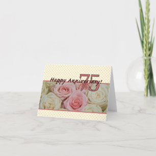 Carte Joyeux roses du 75e anniversaire