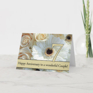 Carte Joyeux roses du 7e anniversaire