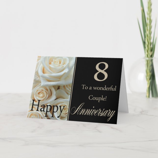 Carte Joyeux roses du 8e anniversaire (Devant)