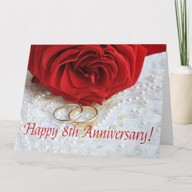 Carte Joyeux roses du 8e anniversaire (Devant)