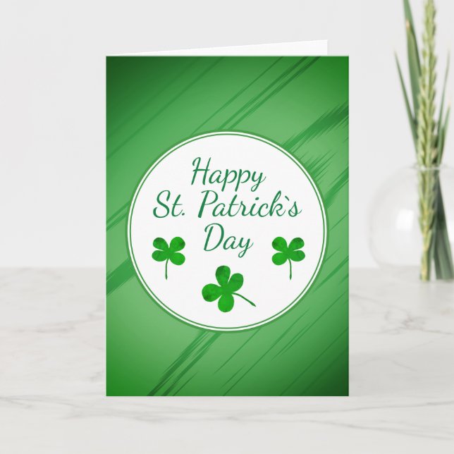 Carte Joyeux Saint Patrick`s Day Shamrock vert irlandais (Devant)