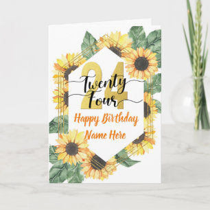 Carte Joyeux salut au tournesol du 24e anniversaire