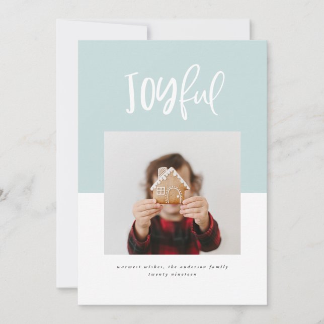 Carte Joyeux script photo texte vacances modernes (Devant)