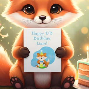 Carte Joyeux semi-anniversaire fils bébé renard d'annive