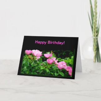 Carte Joyeux sentier Rose d'anniversaire-noir