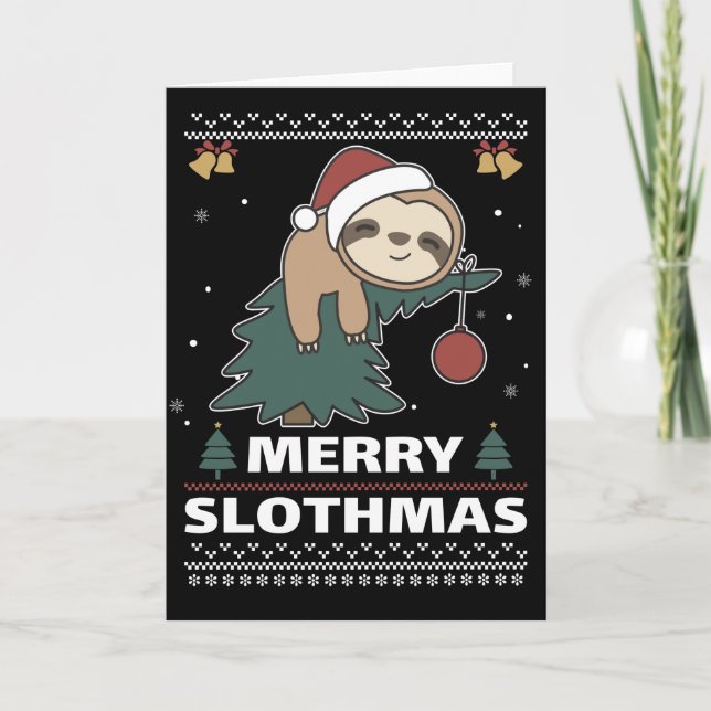 Carte Joyeux Slothmas Funny Sloth Pun Card (Devant)