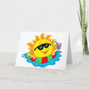 Carte Joyeux soleil dans la piscine