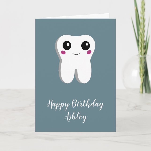 Carte Joyeux Sourire Dental Tooth mignonne Anniversaire (Devant)