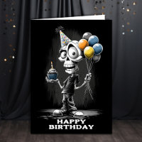Joyeux squelette portant un chapeau de fête d'anni