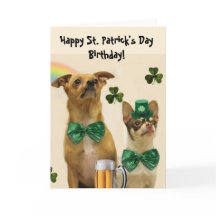Joyeux St. Patrick's Day Anniversaire Chihuahua ch