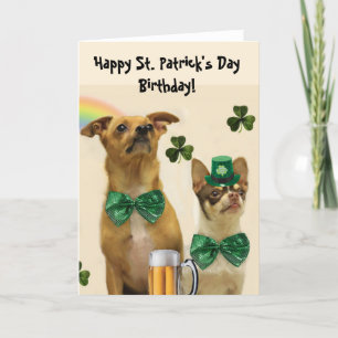 Carte Joyeux St. Patrick's Day Anniversaire Chihuahua ch