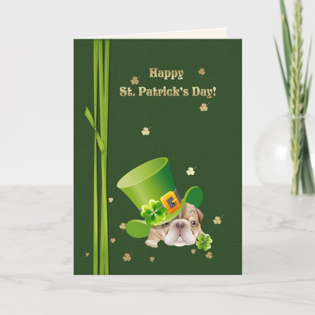Carte Joyeux St. Patrick's Day Funny Bulldog (Devant)