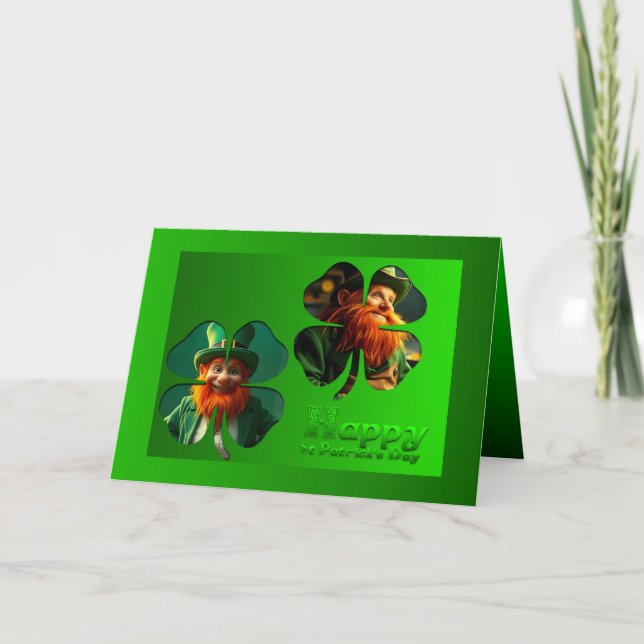 Carte Joyeux St Patrick's Day Leprechaun Ajouter photo H (Devant)