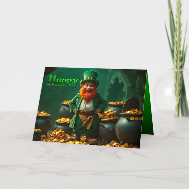 Carte Joyeux St Patrick's Day Leprechaun HGC01 (Devant)