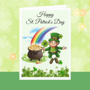 Carte Joyeux St. Patrick's Day Leprechaun Rainbow Custom