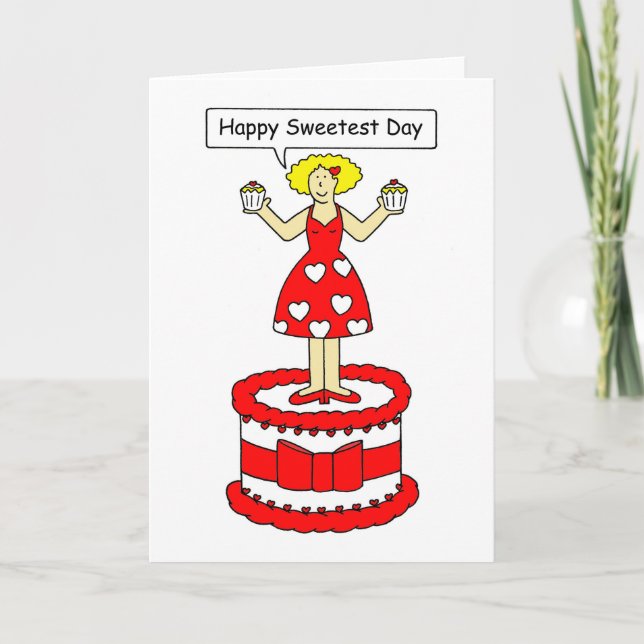 Carte Joyeux Sweetest Day, La Dame du Dessin Animé. (Devant)
