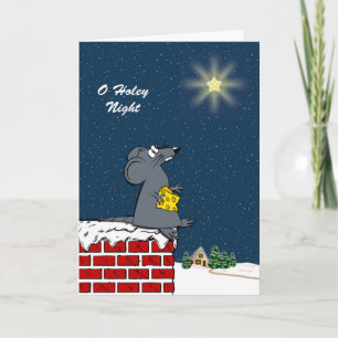 Carte Joyeux Swissmas, mignonne souris de Noël et fromag