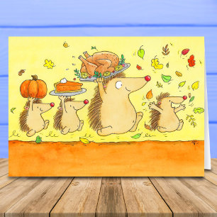 Carte Joyeux Thanksgiving aux hérissons Message