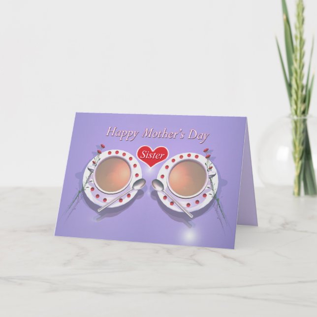 Carte Joyeux thé de la Fête des mères pour soeur (Devant)