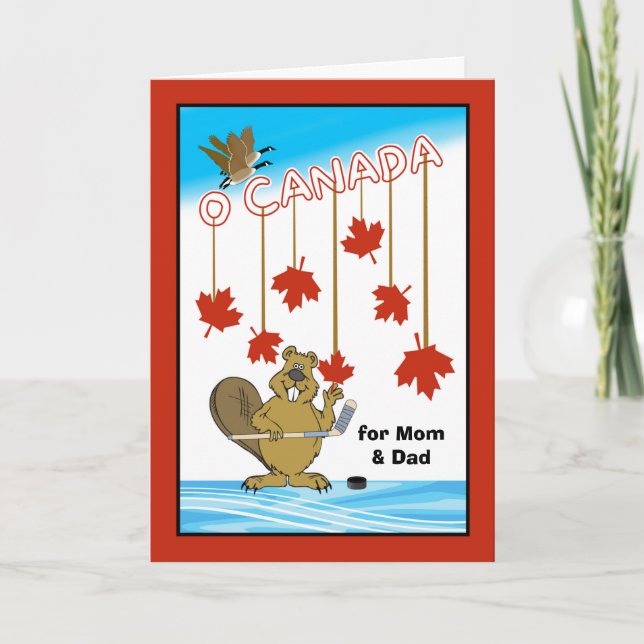 Carte Joyeux thème de hockey des parents de la fête du C (Devant)