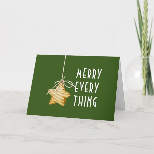 Carte Joyeux tout l'ornement étoile Noël vert (Devant)